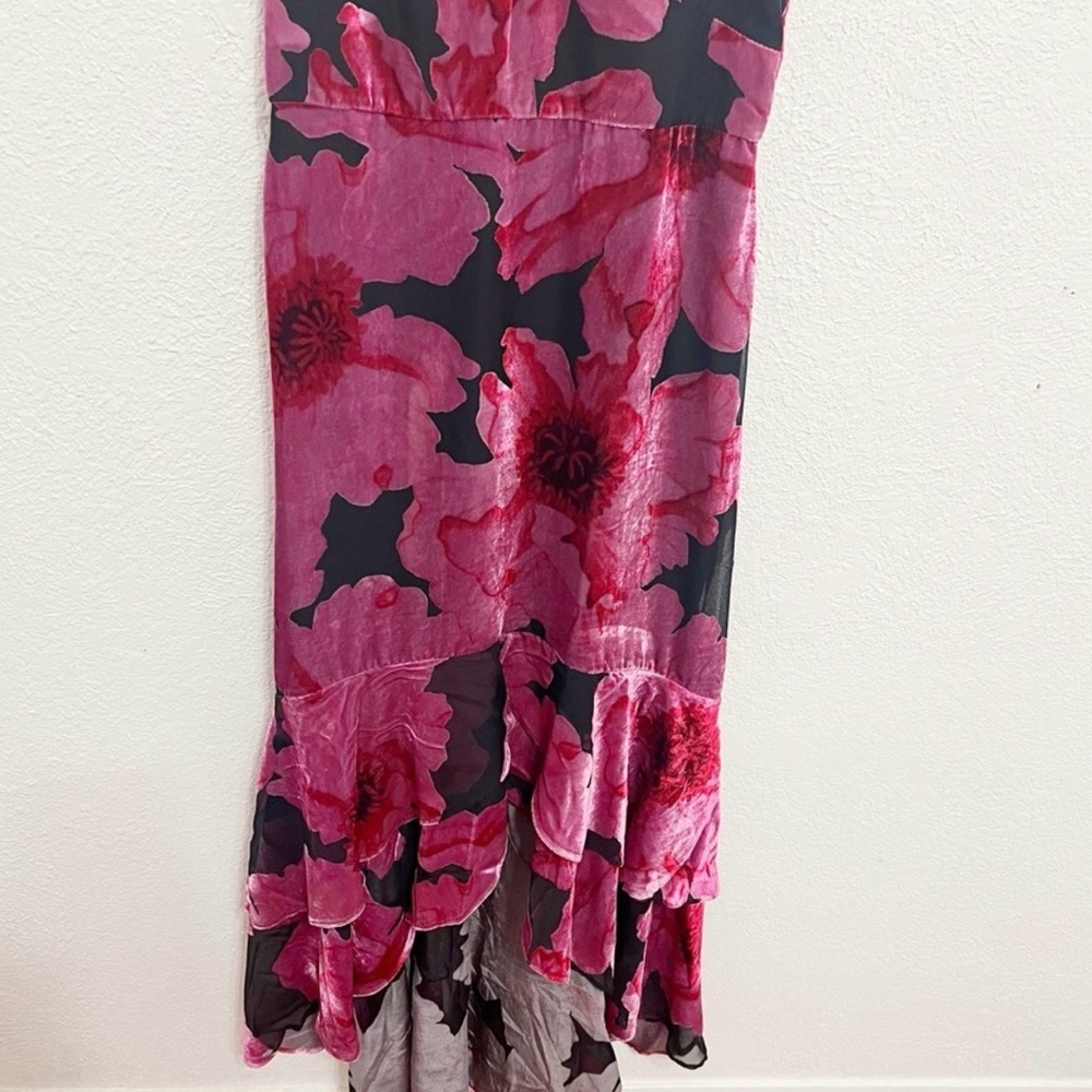 NWOT Sample Hutch Floral Velvet Burnout High-Low Dress Pink Black Estimate Sz. 4 - Picture 11 of 11